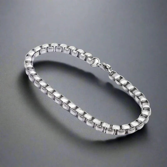 THE MEN THING Steel Bracelets CURVELINE - 6mm Stainless Steel Bracelet 7 inch for Men & Boy