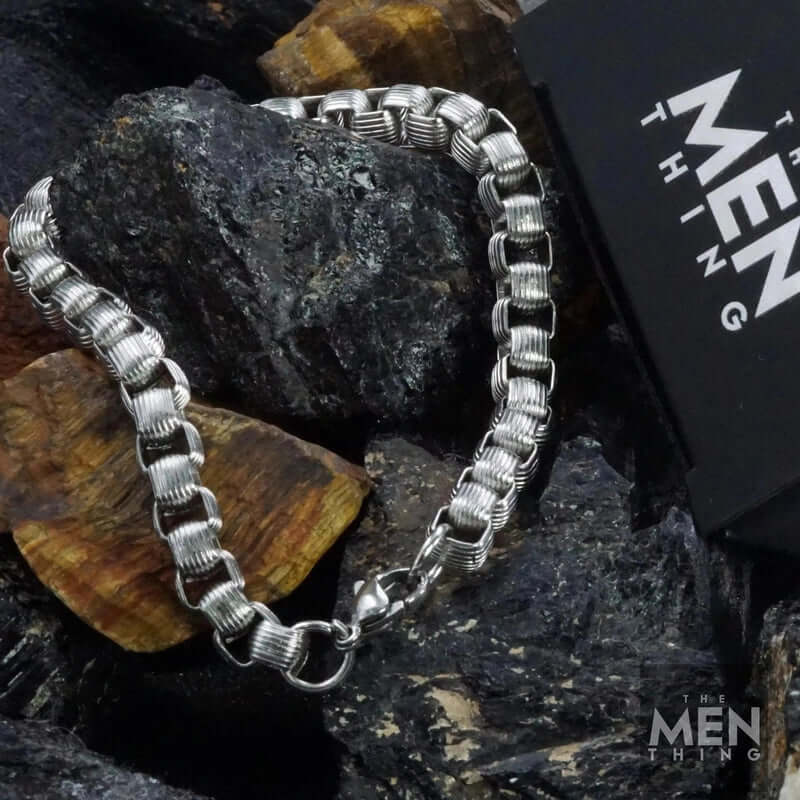 THE MEN THING Steel Bracelets CURVELINE - 6mm Stainless Steel Bracelet 7 inch for Men & Boy