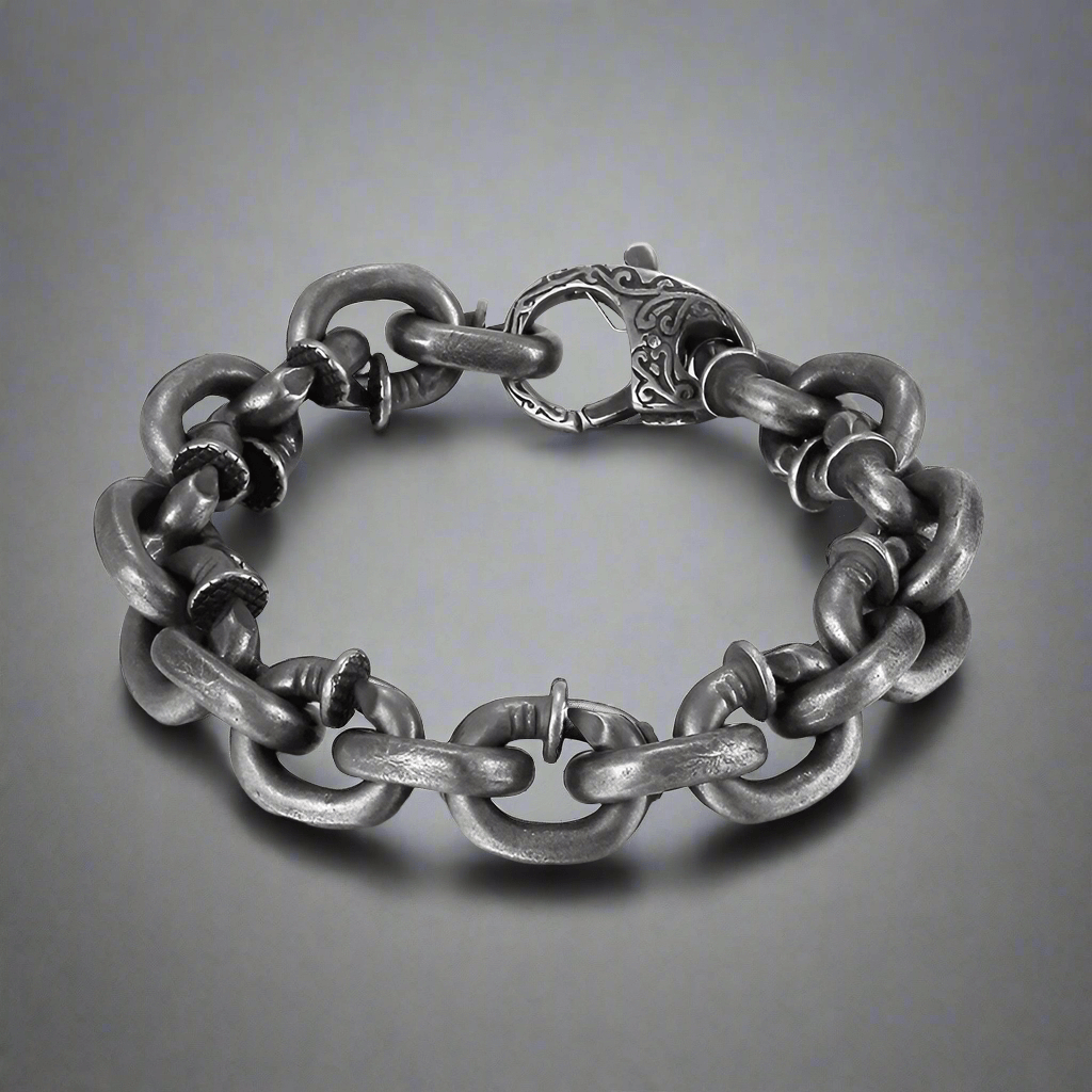 THE MEN THING Steel Bracelets DARKCHAIN - 15mm Pure Titanium Steel Bracelet,  Bracelet with hook buckle for Men & Boy (8inch)