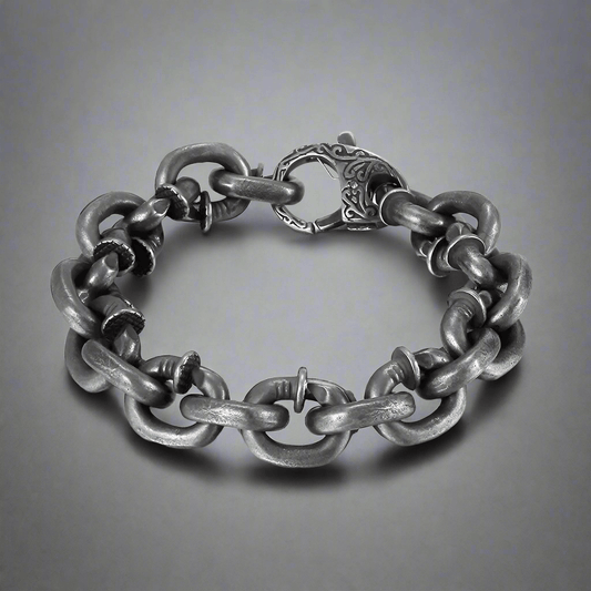 THE MEN THING Steel Bracelets DARKCHAIN - 15mm Pure Titanium Steel Bracelet,  Bracelet with hook buckle for Men & Boy (8inch)
