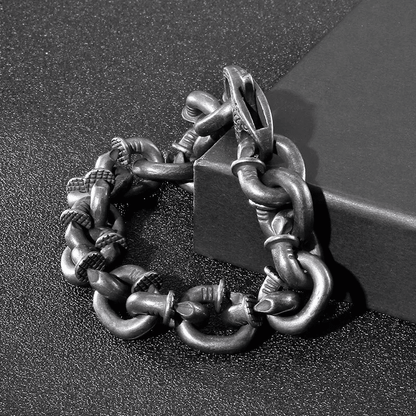 THE MEN THING Steel Bracelets DARKCHAIN - 15mm Pure Titanium Steel Bracelet,  Bracelet with hook buckle for Men & Boy (8inch)