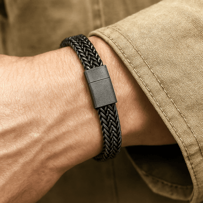 THE MEN THING Steel Bracelets DOUBLE FRANCO LINK -  12mm Pure Titanium Steel Bracelet, Biker Punk Style Bracelet for Men & Boy (8 inch)