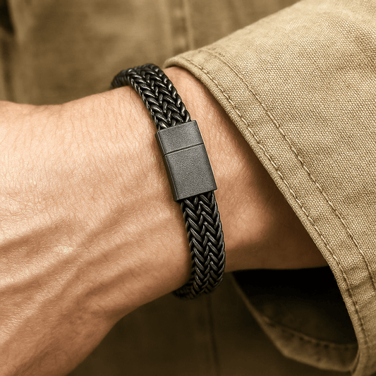 THE MEN THING Steel Bracelets DOUBLE FRANCO LINK -  12mm Pure Titanium Steel Bracelet, Biker Punk Style Bracelet for Men & Boy (8 inch)