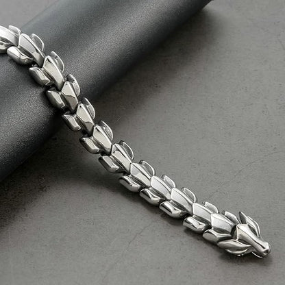 THE MEN THING Steel Bracelets DRACO - 15mm Pure Titanium Steel Bracelet, Bracelet with hook buckle for Men & Boy (8inch)