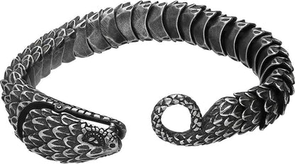 THE MEN THING Steel Bracelets DRACONIS - 14mm Pure Titanium Steel Bracelet, Bracelet with hook buckle for Men & Boy (8inch)