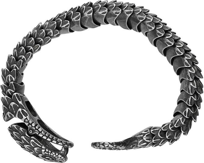 THE MEN THING Steel Bracelets DRACONIS - 14mm Pure Titanium Steel Bracelet, Bracelet with hook buckle for Men & Boy (8inch)