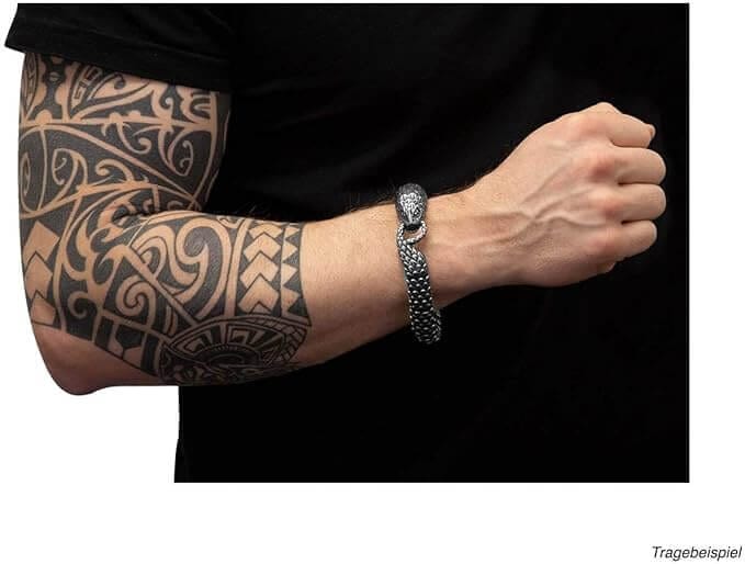 THE MEN THING Steel Bracelets DRACONIS - 14mm Pure Titanium Steel Bracelet, Bracelet with hook buckle for Men & Boy (8inch)