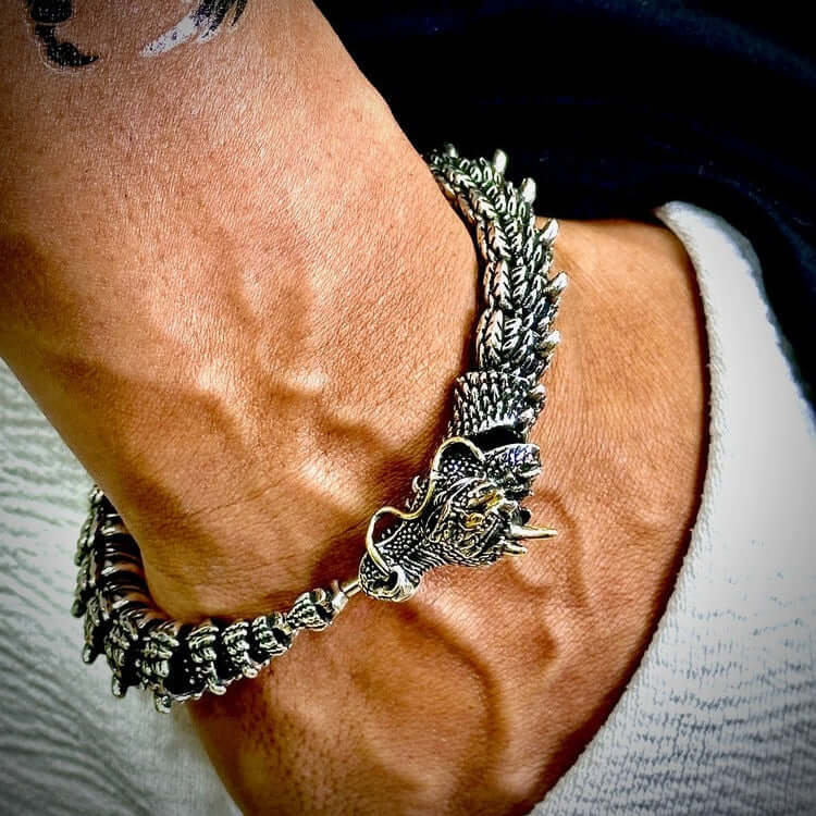 THE MEN THING Steel Bracelets DRAGON GOT  - "12"mm Pure Copper Bracelet with Hook Buckle for Men & Boys ("9" inch)