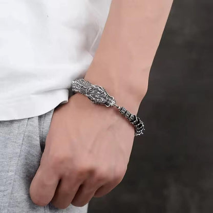 THE MEN THING Steel Bracelets DRAGONHOOP - 13mm Pure Titanium Steel Bracelet, Bracelet with hook buckle for Men & Boy (8inch)