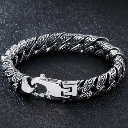 THE MEN THING Steel Bracelets EGYPTIAN ANKH - 12mm Pure Titanium Steel Bracelet, Curb Chain Bracelet with Lobster Claw Buckle for Men & Boy (8inch)