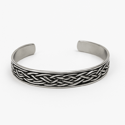 THE MEN THING Steel Bracelets FENRIR TWIST - Pure Stainless Steel Open Bangle Bracelet (Adjustable) for Men & Boys