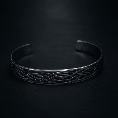 THE MEN THING Steel Bracelets FENRIR TWIST - Pure Stainless Steel Open Bangle Bracelet (Adjustable) for Men & Boys