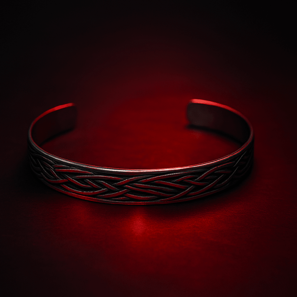 THE MEN THING Steel Bracelets FENRIR TWIST - Pure Stainless Steel Open Bangle Bracelet (Adjustable) for Men & Boys