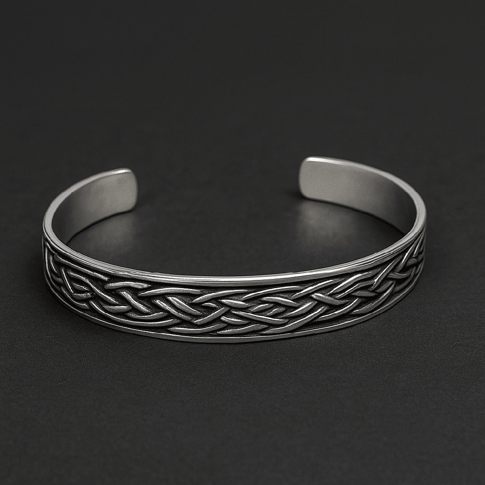 THE MEN THING Steel Bracelets FENRIR TWIST - Pure Stainless Steel Open Bangle Bracelet (Adjustable) for Men & Boys