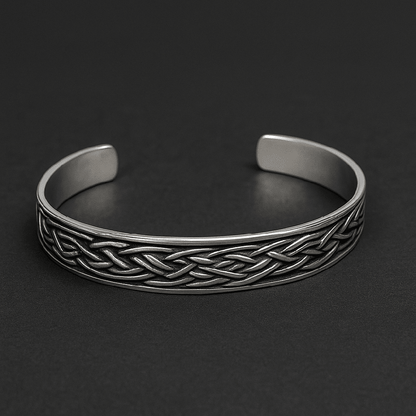 THE MEN THING Steel Bracelets FENRIR TWIST - Pure Stainless Steel Open Bangle Bracelet (Adjustable) for Men & Boys