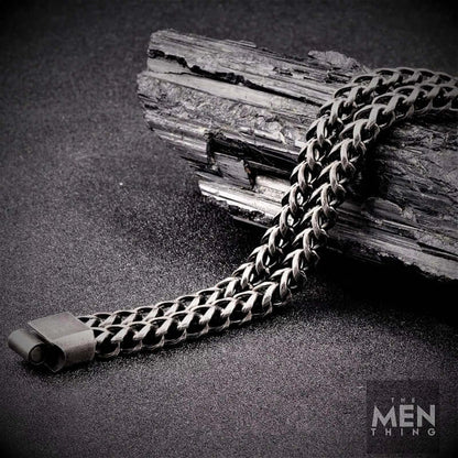THE MEN THING Steel Bracelets FRANCO DIVIDE LINK - 12mm Pure Stainless Steel Bracelet, Biker Punk Style Bracelet for Men & Boy (8 inch)