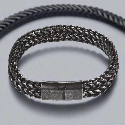 THE MEN THING Steel Bracelets FRANCO DIVIDE LINK - 12mm Pure Stainless Steel Bracelet, Biker Punk Style Bracelet for Men & Boy (8 inch)