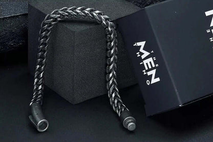 THE MEN THING Steel Bracelets FRANCO SINGEL LINK -  6mm Pure Stainless Steel Bracelet, 8 inch American trending Biker Punk Style for Men & Boys