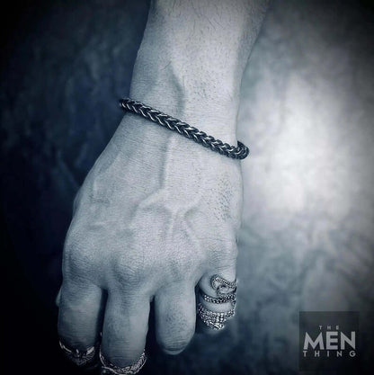 THE MEN THING Steel Bracelets FRANCO SINGEL LINK -  6mm Pure Stainless Steel Bracelet, 8 inch American trending Biker Punk Style for Men & Boys