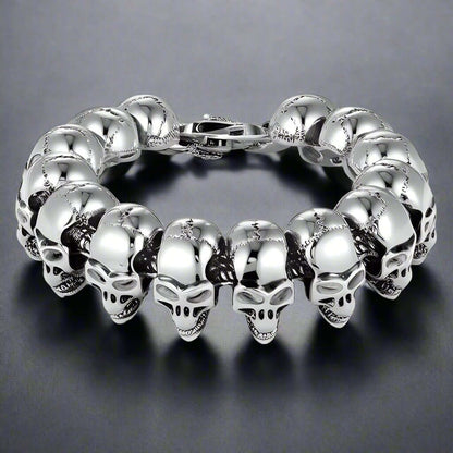 THE MEN THING Steel Bracelets GHOST HEAD  - 22mm Pure Titanium Steel Bracelet, Skull Head Bracelet with Lobster Claw Buckle for Men & Boy (8inch)