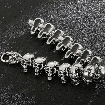 THE MEN THING Steel Bracelets GHOST HEAD  - 22mm Pure Titanium Steel Bracelet, Skull Head Bracelet with Lobster Claw Buckle for Men & Boy (8inch)