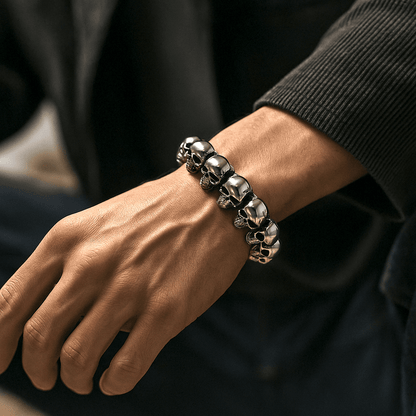 THE MEN THING Steel Bracelets GHOST HEAD  - 22mm Pure Titanium Steel Bracelet, Skull Head Bracelet with Lobster Claw Buckle for Men & Boy (8inch)