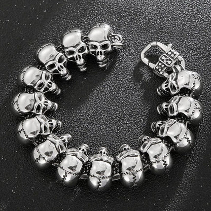 THE MEN THING Steel Bracelets GHOST HEAD  - 22mm Pure Titanium Steel Bracelet, Skull Head Bracelet with Lobster Claw Buckle for Men & Boy (8inch)