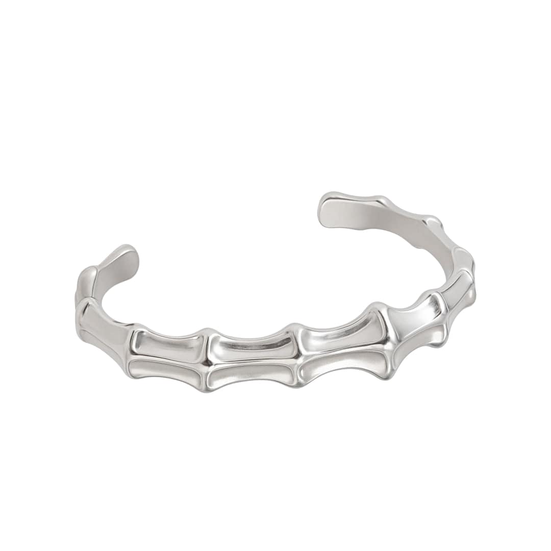THE MEN THING Steel Bracelets GRIMSPINE - Pure Stainless Steel Open Bangle Bracelet (Adjustable) for Men & Boys