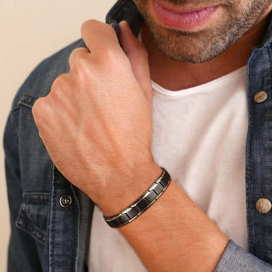 THE MEN THING Steel Bracelets HEALTHSTYLE- Titanium Steel Bracelet - Magnetic Weight Loss Bracelet, Pain Relief Fashionable Bracelet - Blood Pressure Controller Bracelet for Men & Boys