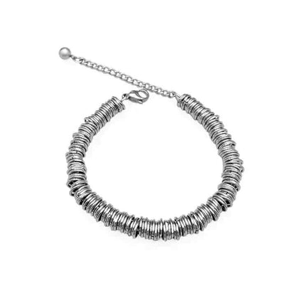 THE MEN THING Steel Bracelets HOOPLET -  7mm Pure Stainless Steel Bracelet, European Style - 8 inch with Adjustable Lobster Claw Buckle for Men & Boys