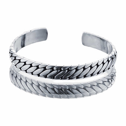 THE MEN THING Steel Bracelets IRON HYDRA - Pure Stainless Steel Open Bangle Bracelet (Adjustable) for Men & Boys
