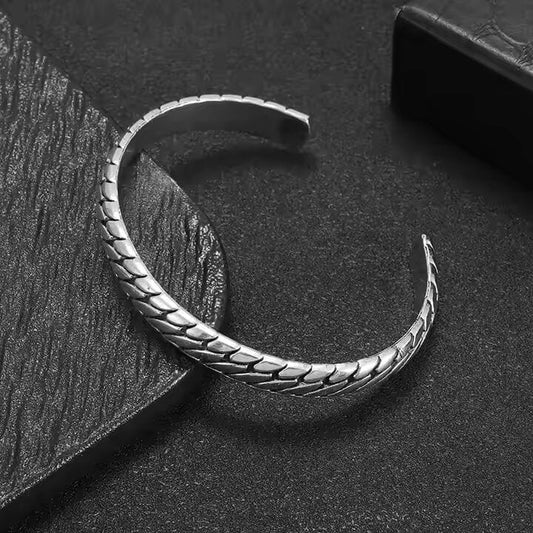 THE MEN THING Steel Bracelets IRON HYDRA - Pure Stainless Steel Open Bangle Bracelet (Adjustable) for Men & Boys
