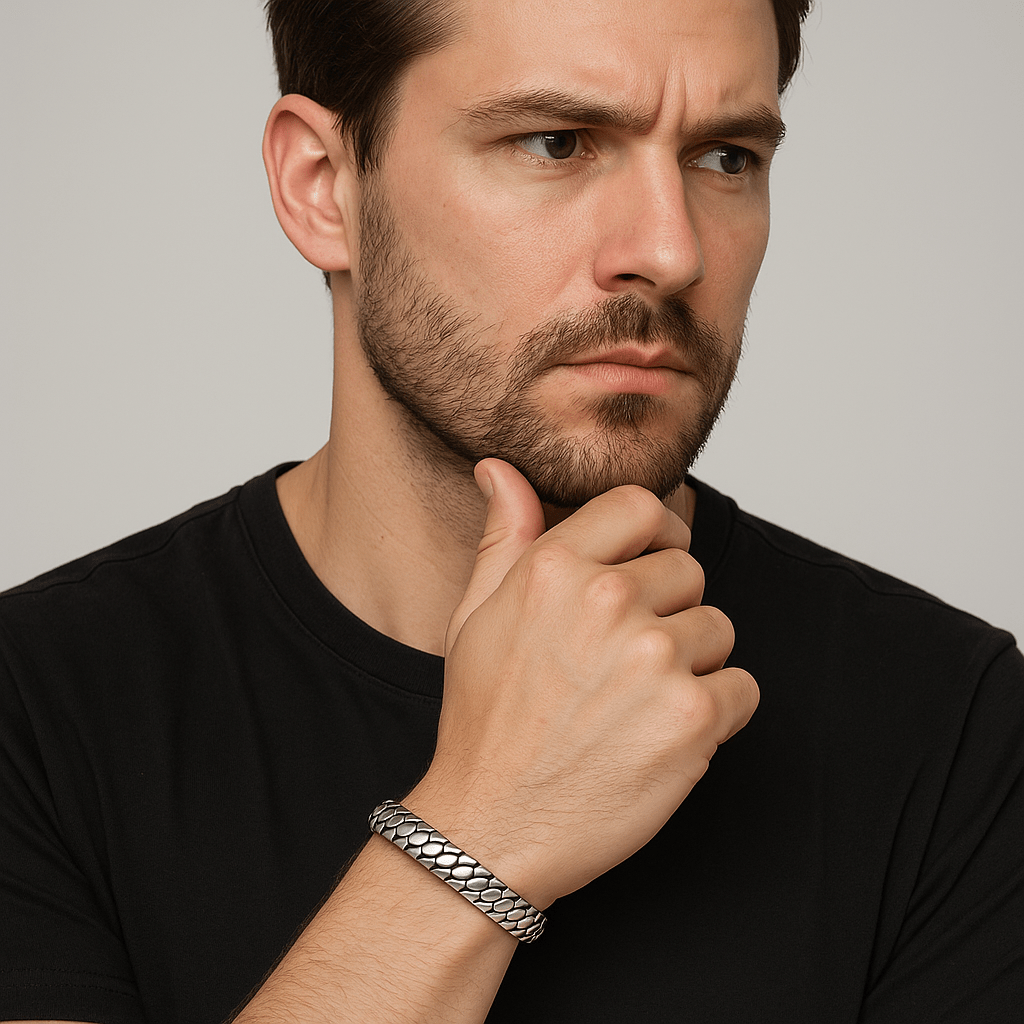 THE MEN THING Steel Bracelets IRON HYDRA - Pure Stainless Steel Open Bangle Bracelet (Adjustable) for Men & Boys