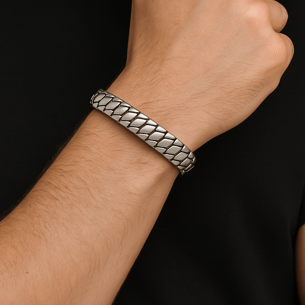 THE MEN THING Steel Bracelets IRON HYDRA - Pure Stainless Steel Open Bangle Bracelet (Adjustable) for Men & Boys