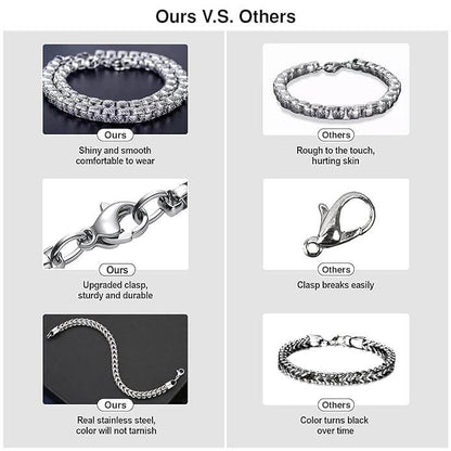 THE MEN THING Steel Bracelets ITALIAN MESH CLAW - Stainless Steel Italian trending Style, double-layer thick 10mm Bracelet, 7 to 8 inch with Lobster Claw Buckle for Men & Boy