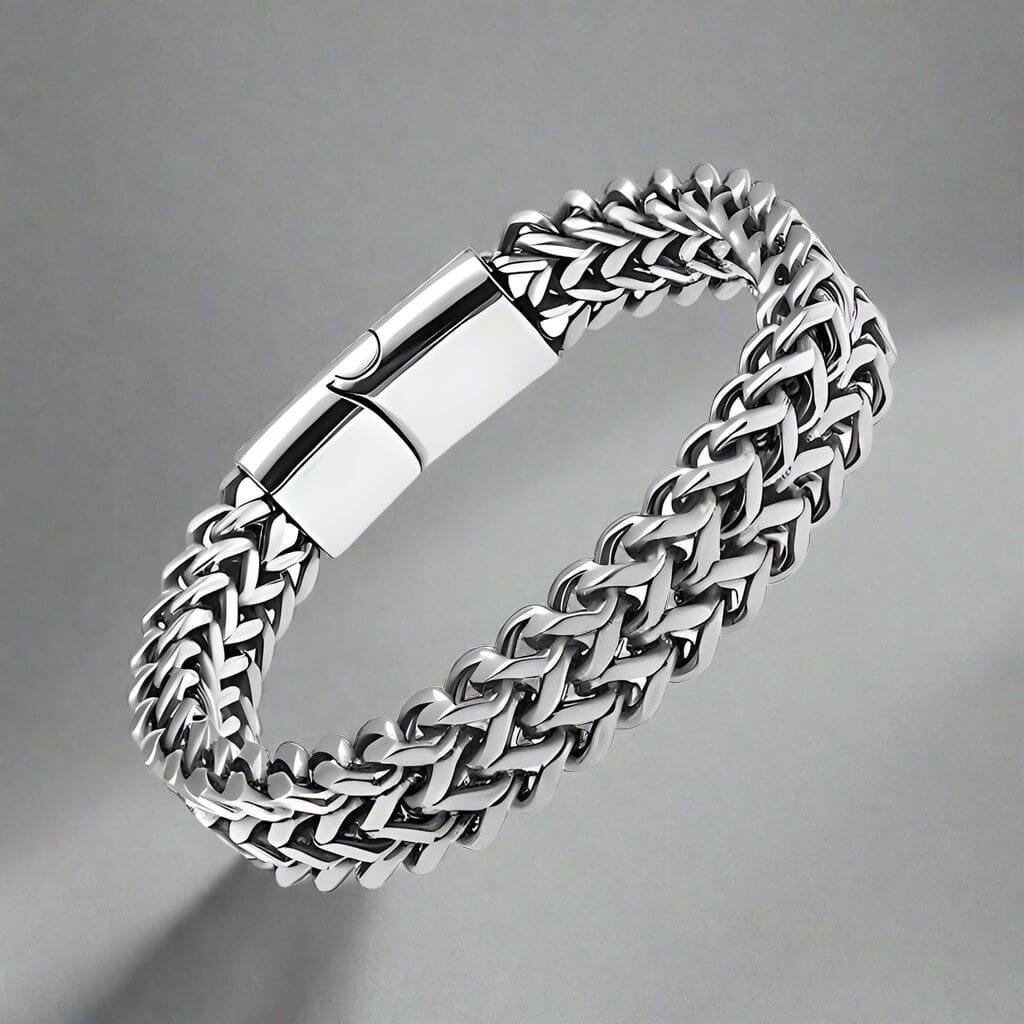 THE MEN THING Steel Bracelets ITALIAN MESH LINK -  11.5mm Pure Titanium Steel Bracelet with Magnetic Buckle for Men & Boy (8 inch)