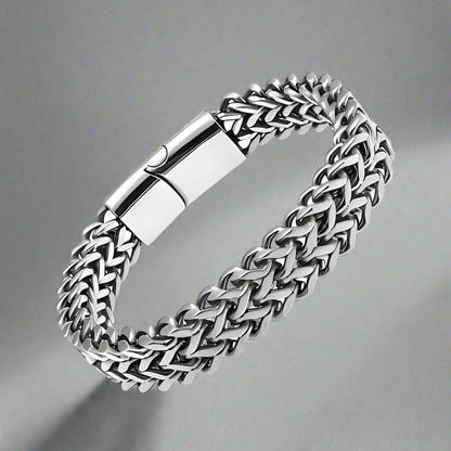 THE MEN THING Steel Bracelets ITALIAN MESH LINK -  11.5mm Pure Titanium Steel Bracelet with Magnetic Buckle for Men & Boy (8 inch)
