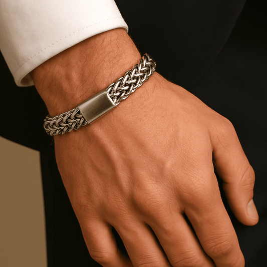 THE MEN THING Steel Bracelets ITALIAN MESH LINK -  11.5mm Pure Titanium Steel Bracelet with Magnetic Buckle for Men & Boy (8 inch)