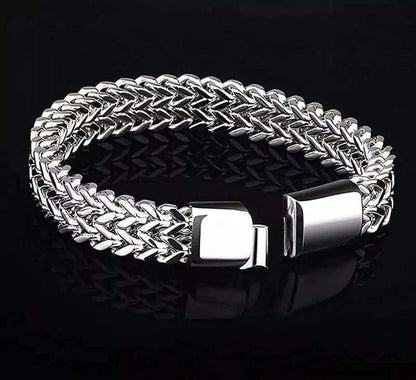 THE MEN THING Steel Bracelets ITALIAN MESH LINK -  11.5mm Pure Titanium Steel Bracelet with Magnetic Buckle for Men & Boy (8 inch)