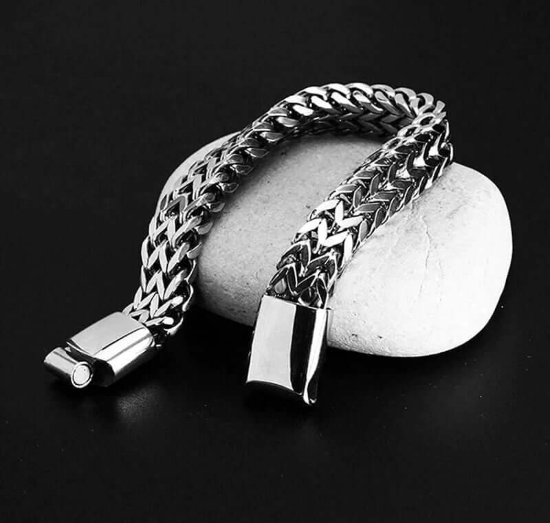 THE MEN THING Steel Bracelets ITALIAN MESH LINK -  11.5mm Pure Titanium Steel Bracelet with Magnetic Buckle for Men & Boy (8 inch)