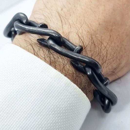 THE MEN THING Steel Bracelets LINKER - 12mm Pure Titanium Steel Bracelet for Men & Boy (9inch)