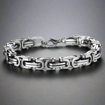 THE MEN THING Steel Bracelets MASCULINE -  8mm Stainless Steel Bracelet, American trending Style, 7 to 9 inch with Lobster Claw Buckle for Men & Boys