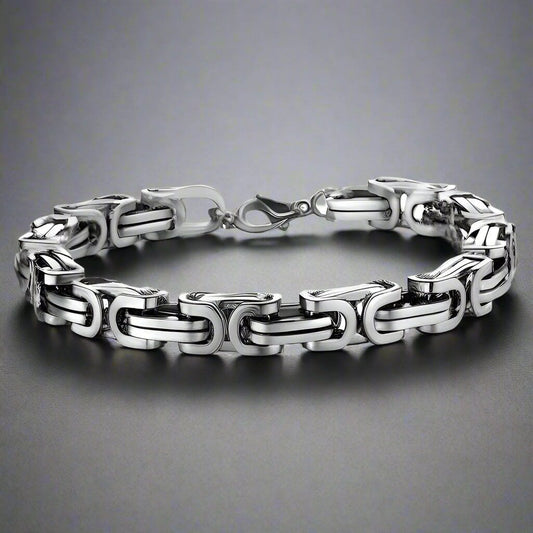 THE MEN THING Steel Bracelets MASCULINE -  8mm Stainless Steel Bracelet, American trending Style, 7 to 9 inch with Lobster Claw Buckle for Men & Boys