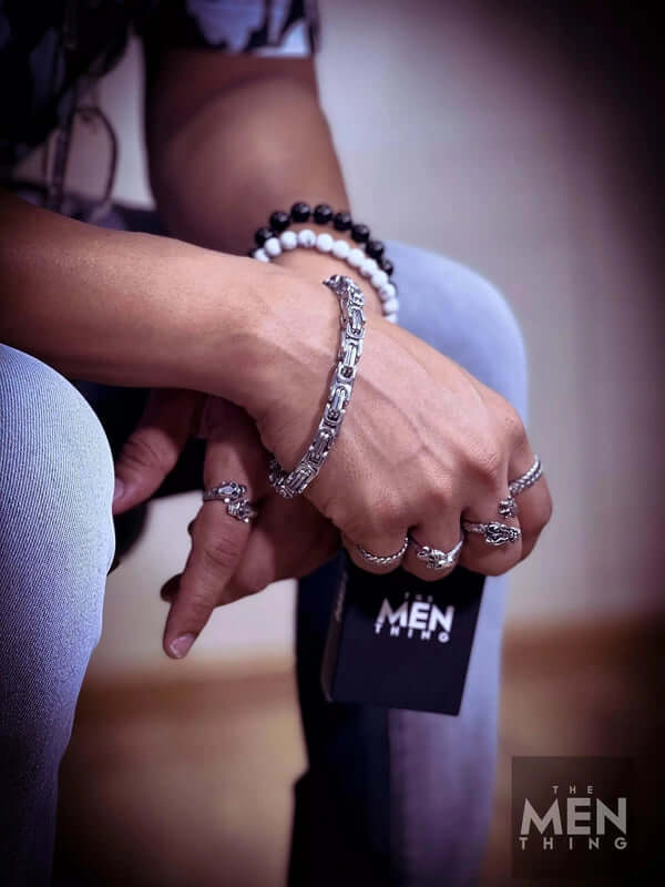 THE MEN THING Steel Bracelets MASCULINE -  8mm Stainless Steel Bracelet, American trending Style, 7 to 9 inch with Lobster Claw Buckle for Men & Boys