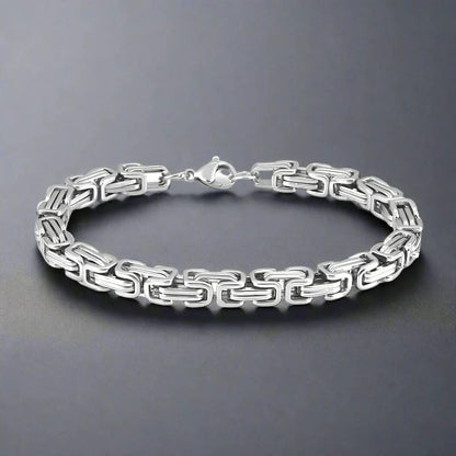 THE MEN THING Steel Bracelets MASCULINE BYZANTINE - 4mm Pure Stainless Steel Bracelet American trending Style, 7 to 9 inch with Lobster Claw Buckle for Men & Boys