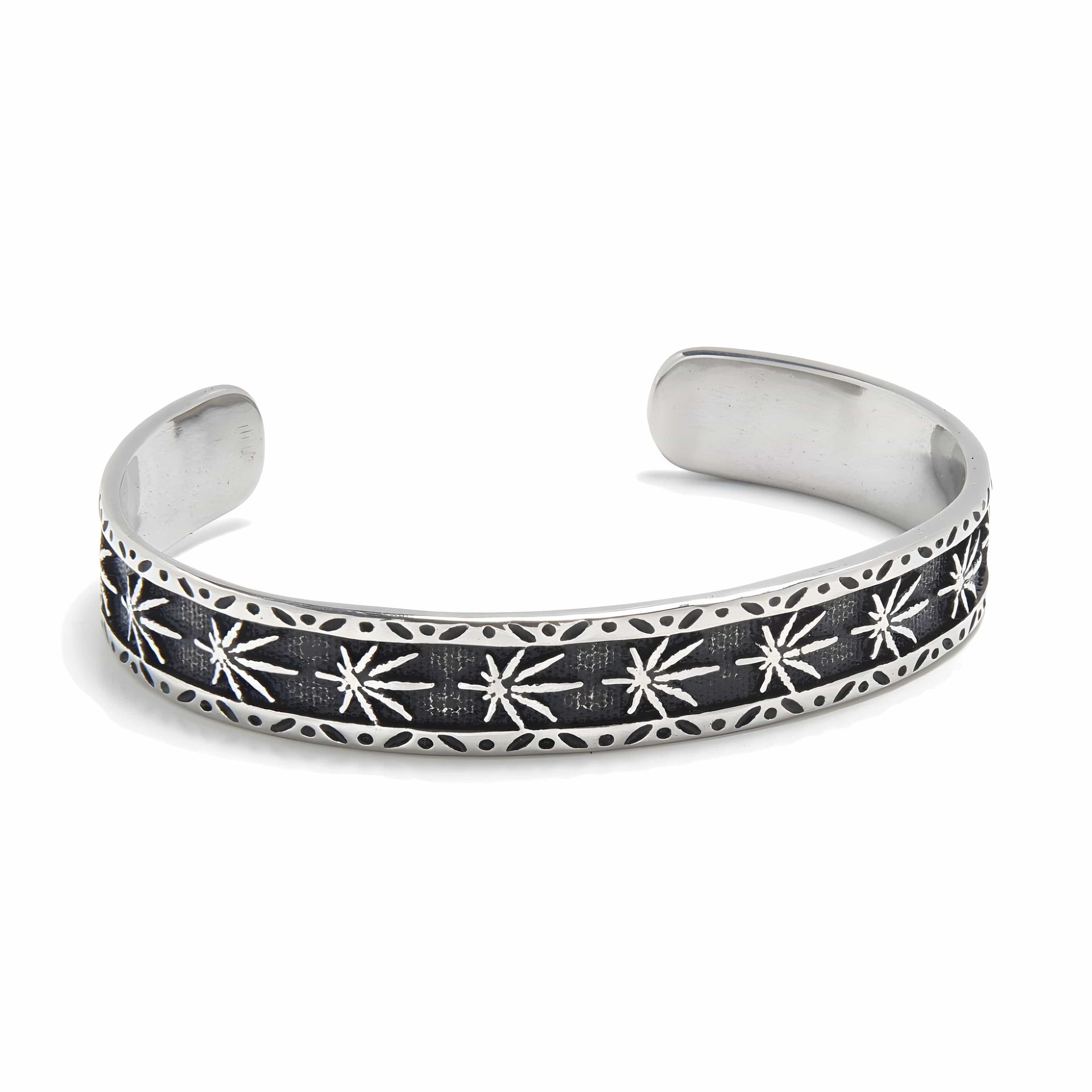 THE MEN THING Steel Bracelets MIDNIGHT STELLAR - Pure Stainless Steel Open Bangle Bracelet (Adjustable) for Men & Boys