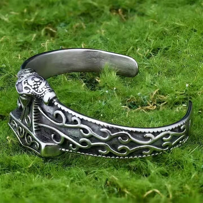 THE MEN THING Steel Bracelets ODIN'S EMBRACE - Pure Stainless Steel Open Bangle Bracelet (Adjustable) for Men & Boys