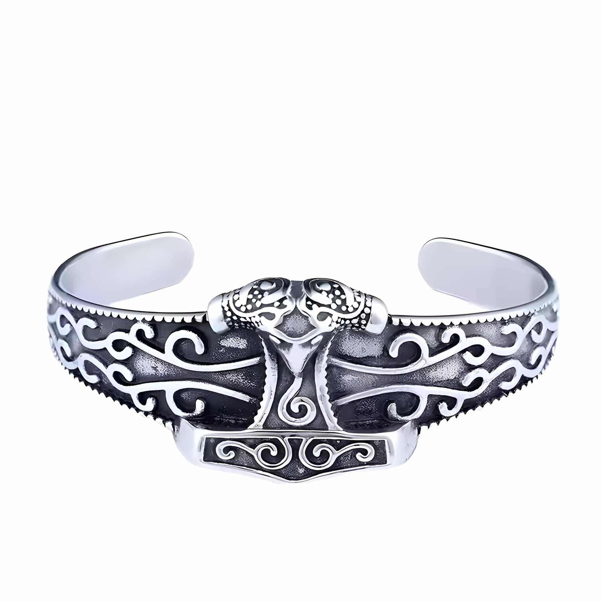 THE MEN THING Steel Bracelets ODIN'S EMBRACE - Pure Stainless Steel Open Bangle Bracelet (Adjustable) for Men & Boys