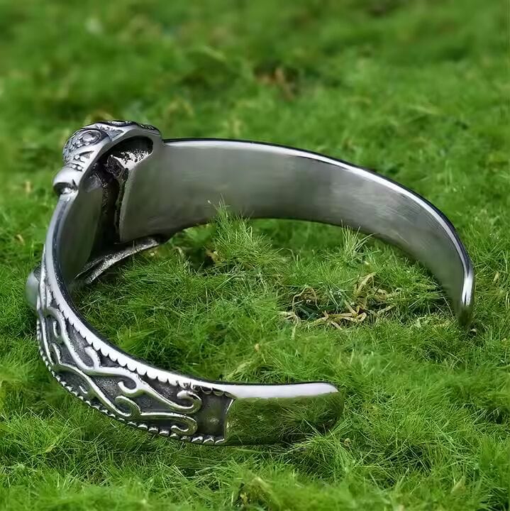 THE MEN THING Steel Bracelets ODIN'S EMBRACE - Pure Stainless Steel Open Bangle Bracelet (Adjustable) for Men & Boys