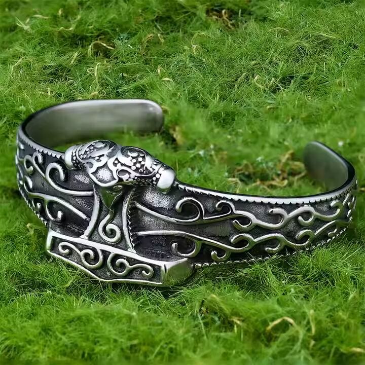 THE MEN THING Steel Bracelets ODIN'S EMBRACE - Pure Stainless Steel Open Bangle Bracelet (Adjustable) for Men & Boys